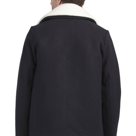 NEW SCOTCH & SODA Wool Blend Izak Peacoat With Contrast Detail, Removable Collar - Picture 3 of 7